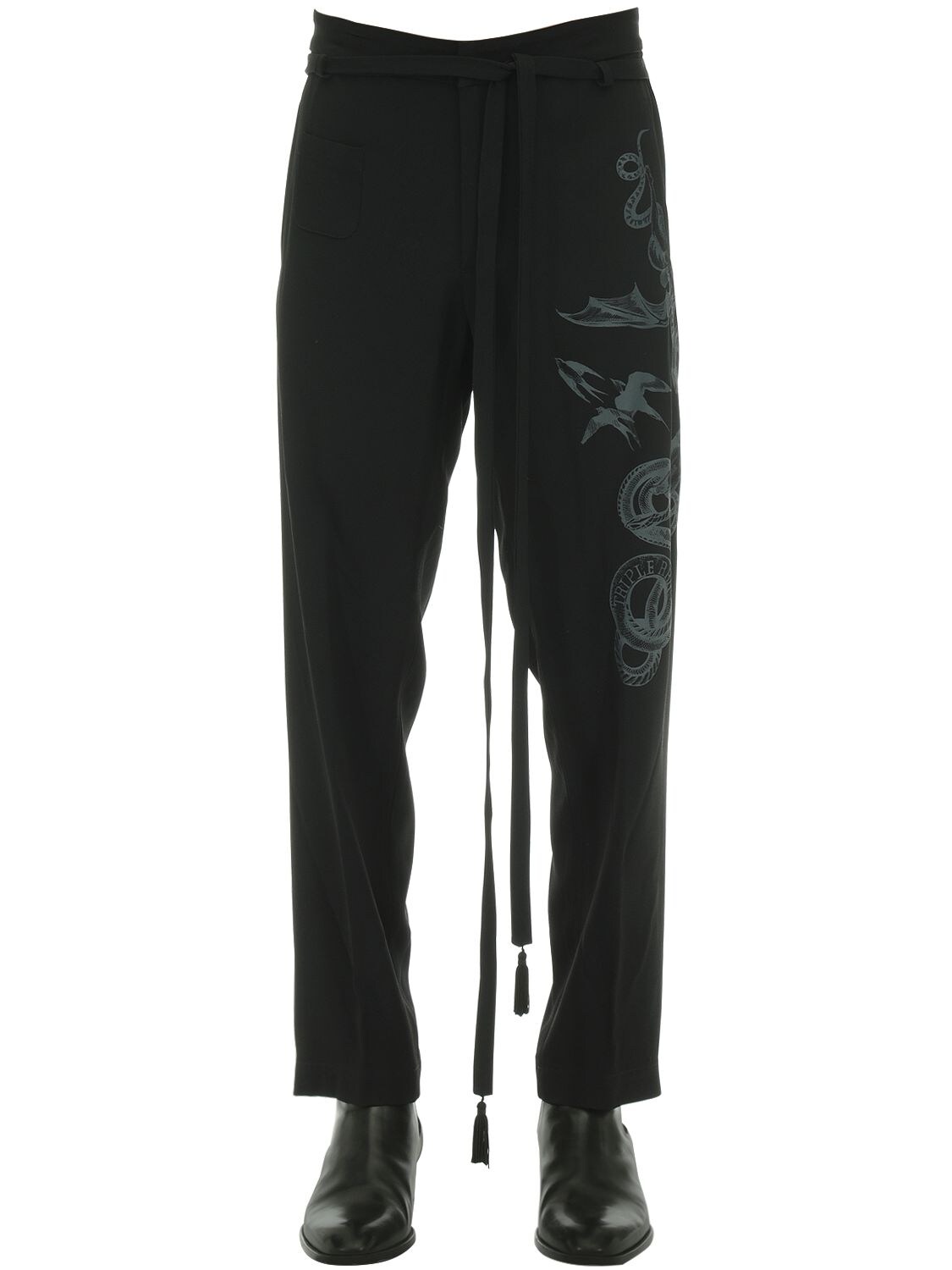 Triple Rrr Satin Envers Pajama Pants In Black
