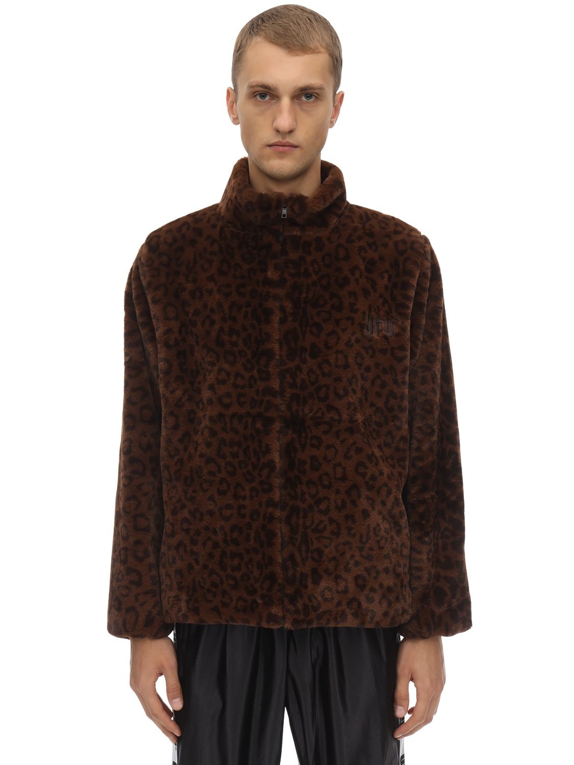 Ufu - Used Future Ff Leopard Print Faux Fur Jacket In Brown