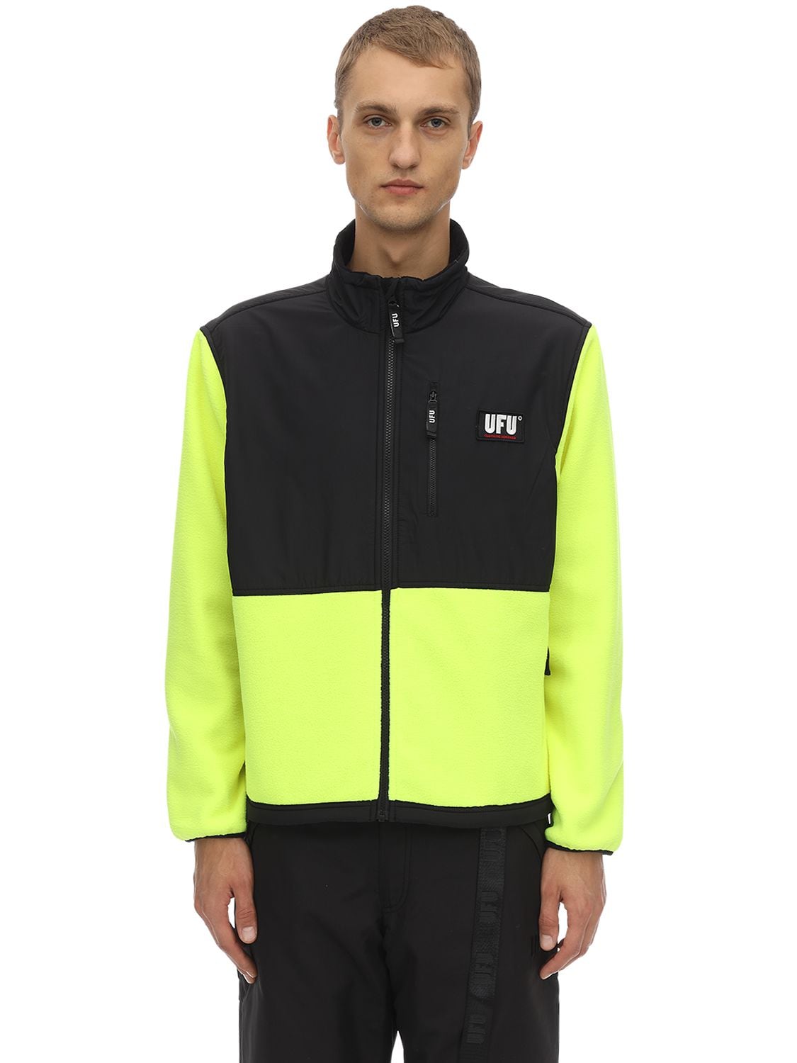 Ufu - Used Future Guard Logo Color Block Zip Jacket In Yellow
