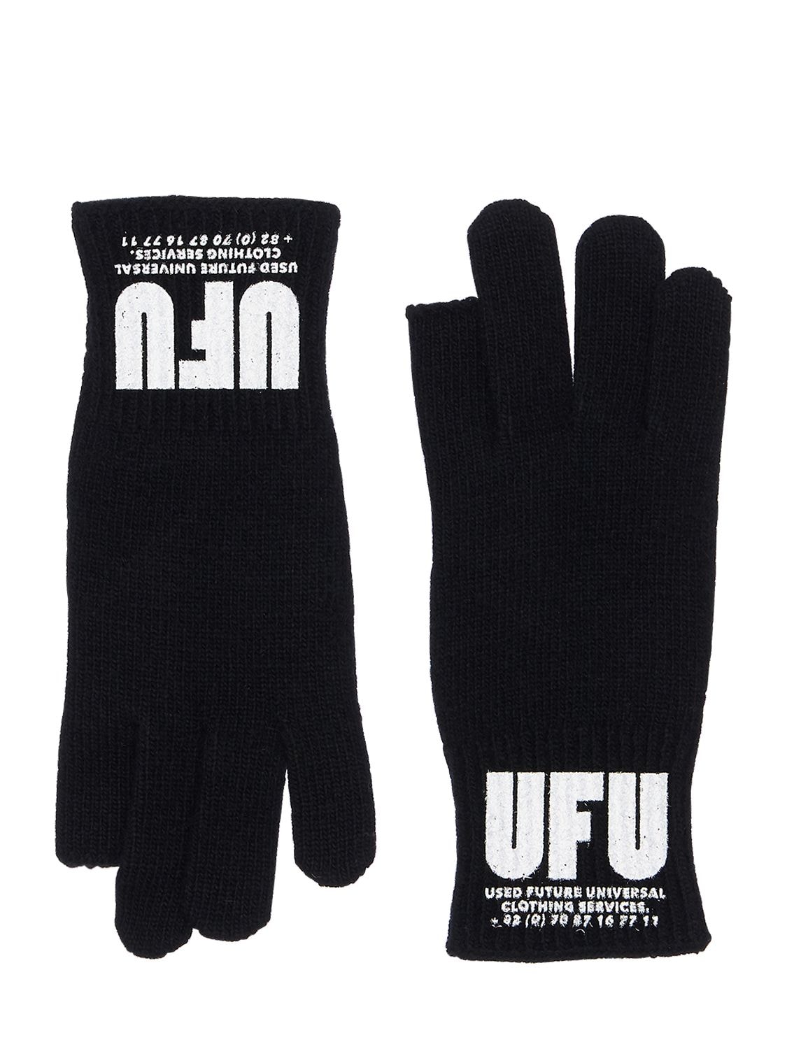 Ufu - Used Future Tip Lambswool Blend Gloves In Black