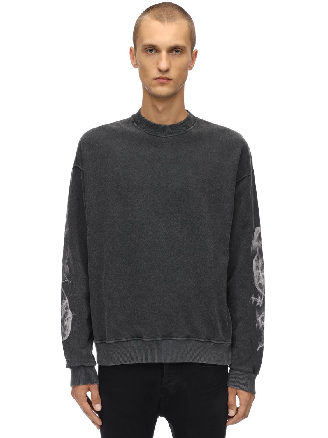 Askyurself Printed Cotton Jersey Sweatshirt In Black | ModeSens