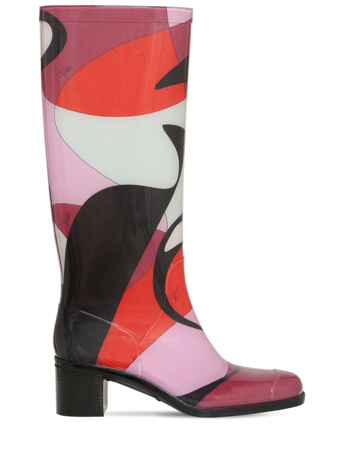 Emilio Pucci 55mm Printed Rubber Rain Boots In Bordeaux