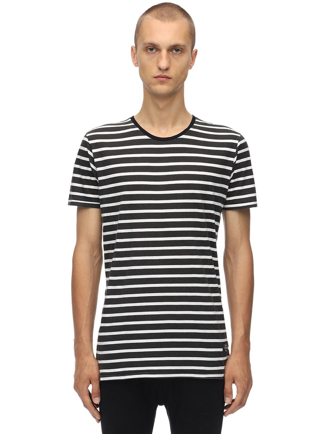 The People Vs Black & White Stripe Jersey T-shirt In Black,white