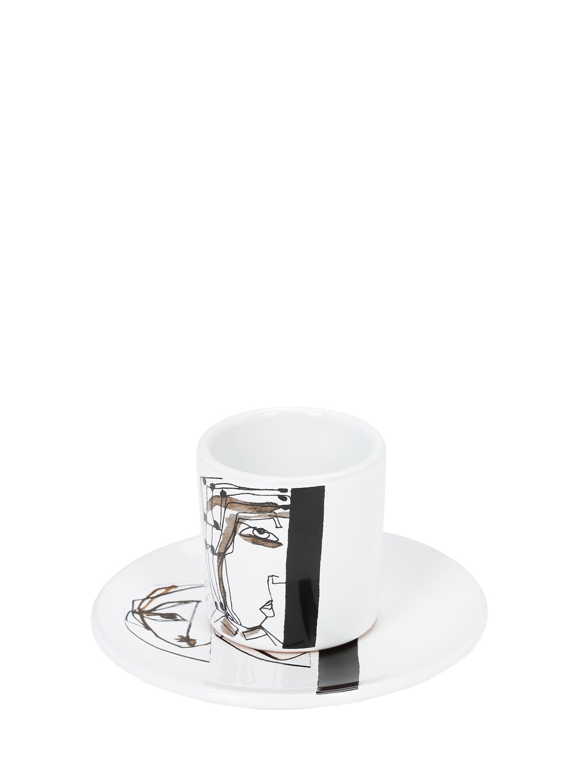 Antonio Marras My Self V Coffee Cup & Saucer In White,black