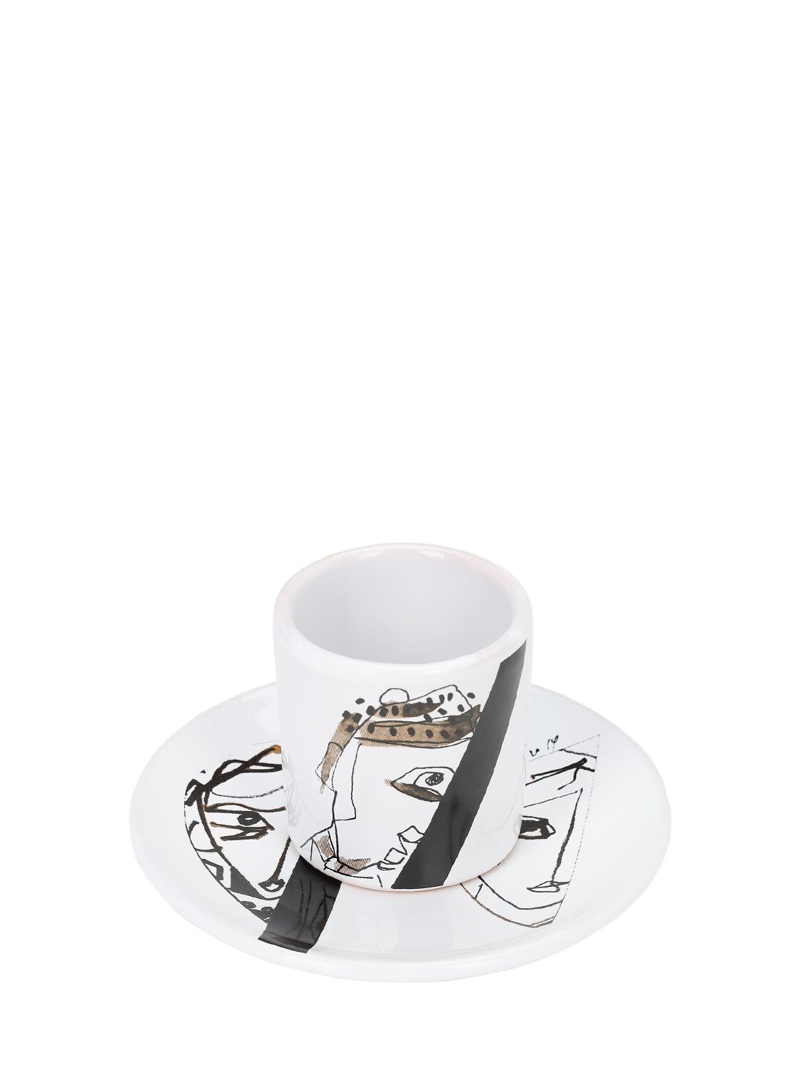 Antonio Marras My Self Ii Coffee Cup & Saucer In White,black