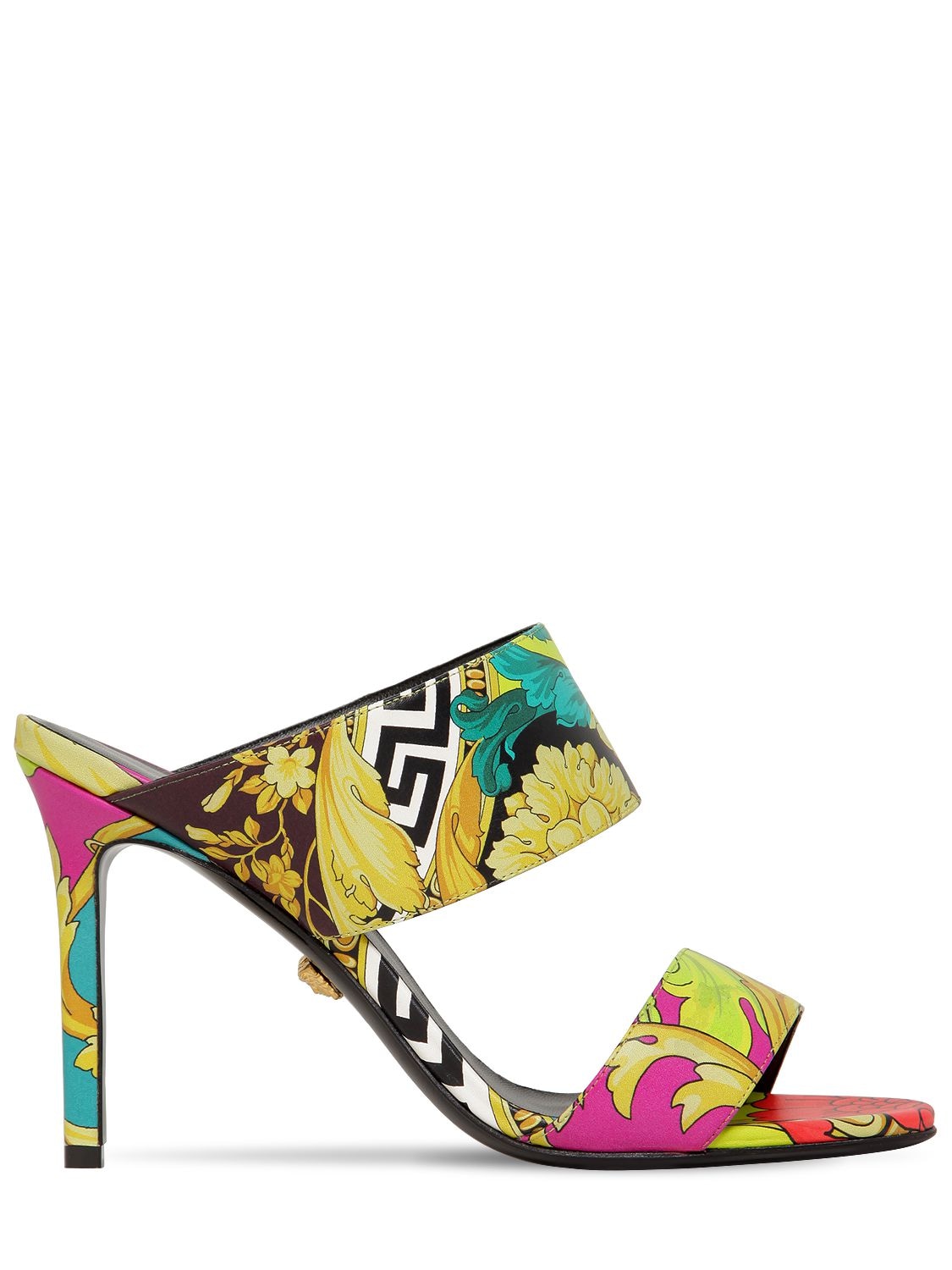 VERSACE 95MM BAROCCO PRINTED LEATHER SANDALS,70IWTY010-RE1DT0G1