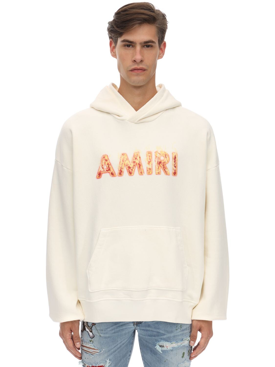 AMIRI PRINTED COTTON JERSEY SWEATSHIRT HOODIE,70IWUE009-TUFS0