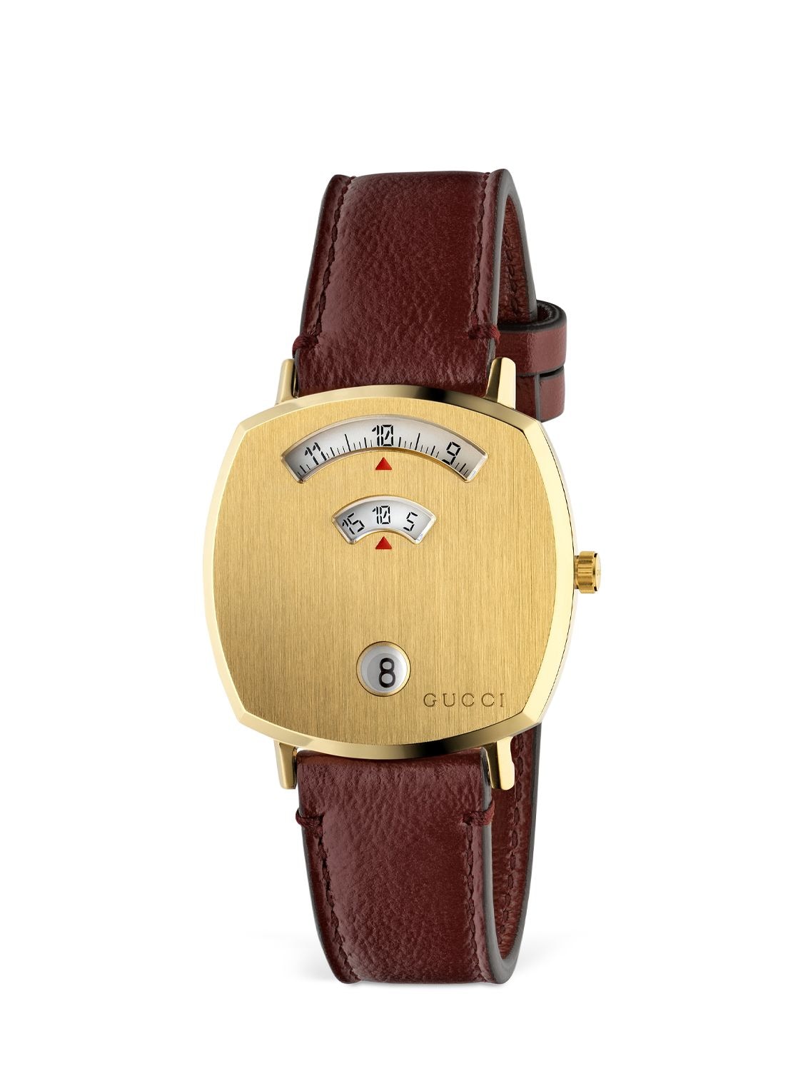 Gucci 35mm  Grip Watch In Bordeaux,gold