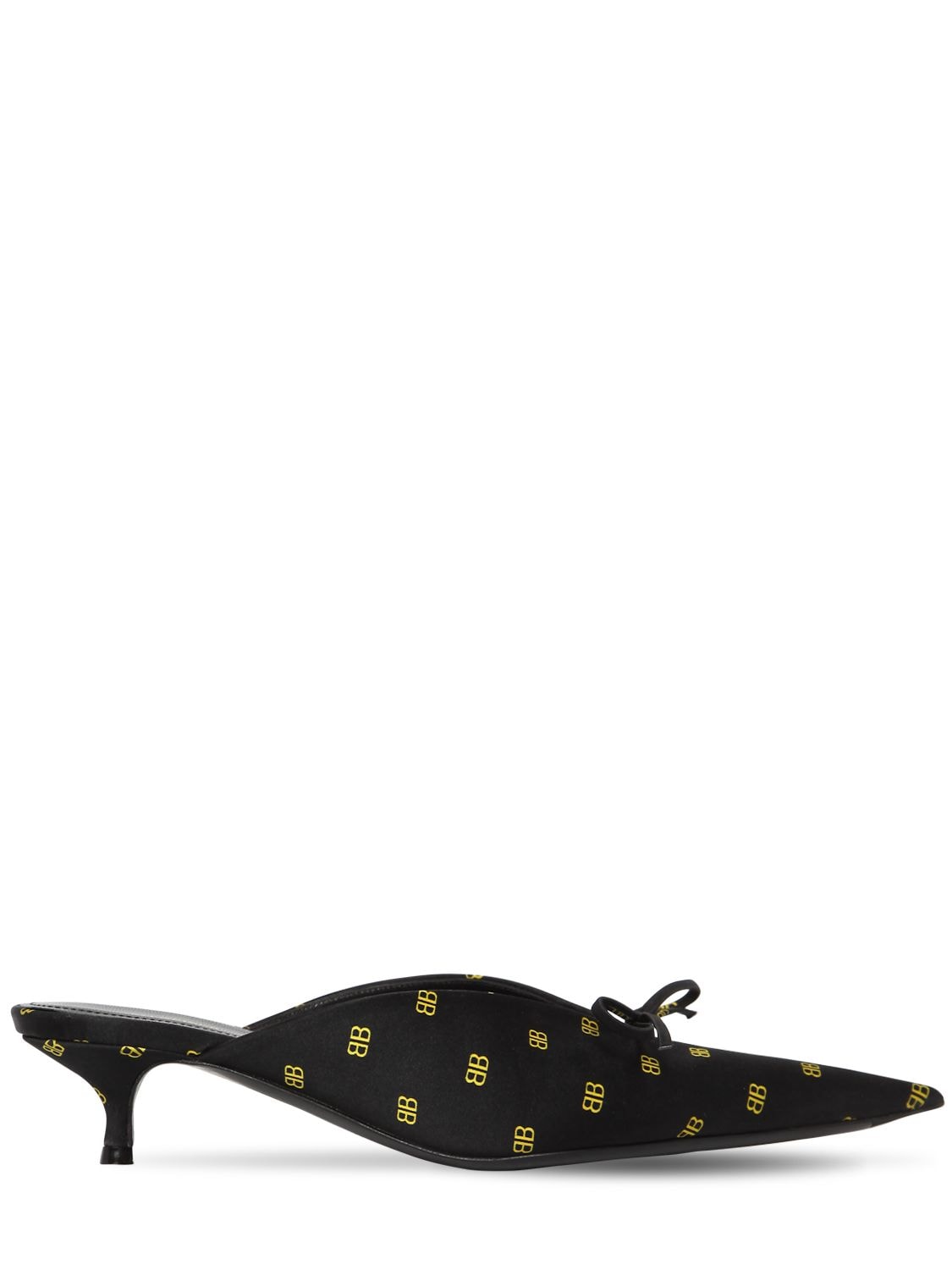 BALENCIAGA 40MM KNIFE BB PRINTED SILK CREPE MULES,70IWV7004-MTA0NW2
