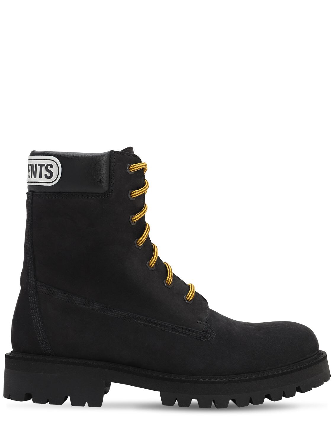 Vetements Trucker Leather Boots W/ Logo Patch In Black | ModeSens