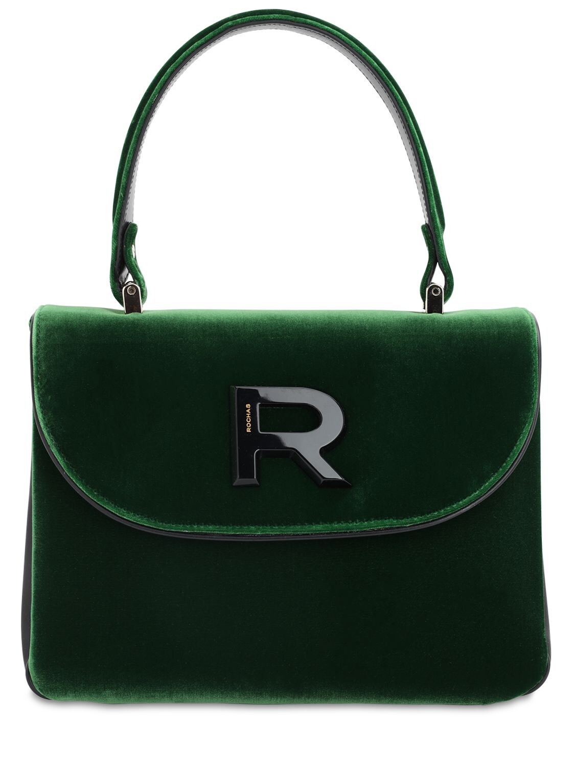 Rochas Velvet Top Handle Bag In Green