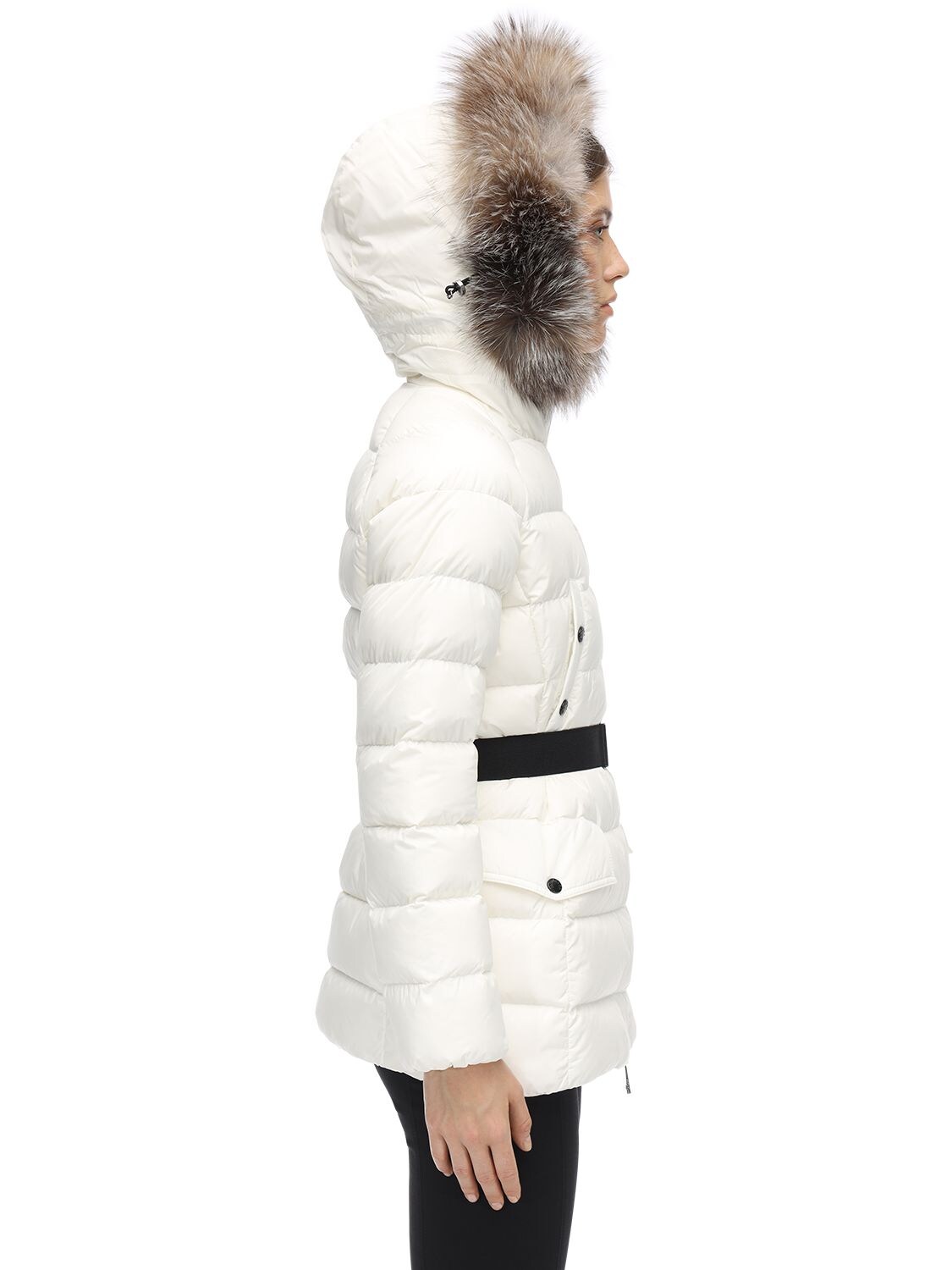 Moncler Clion Quilted Fur-trimmed Down Coat In White | ModeSens