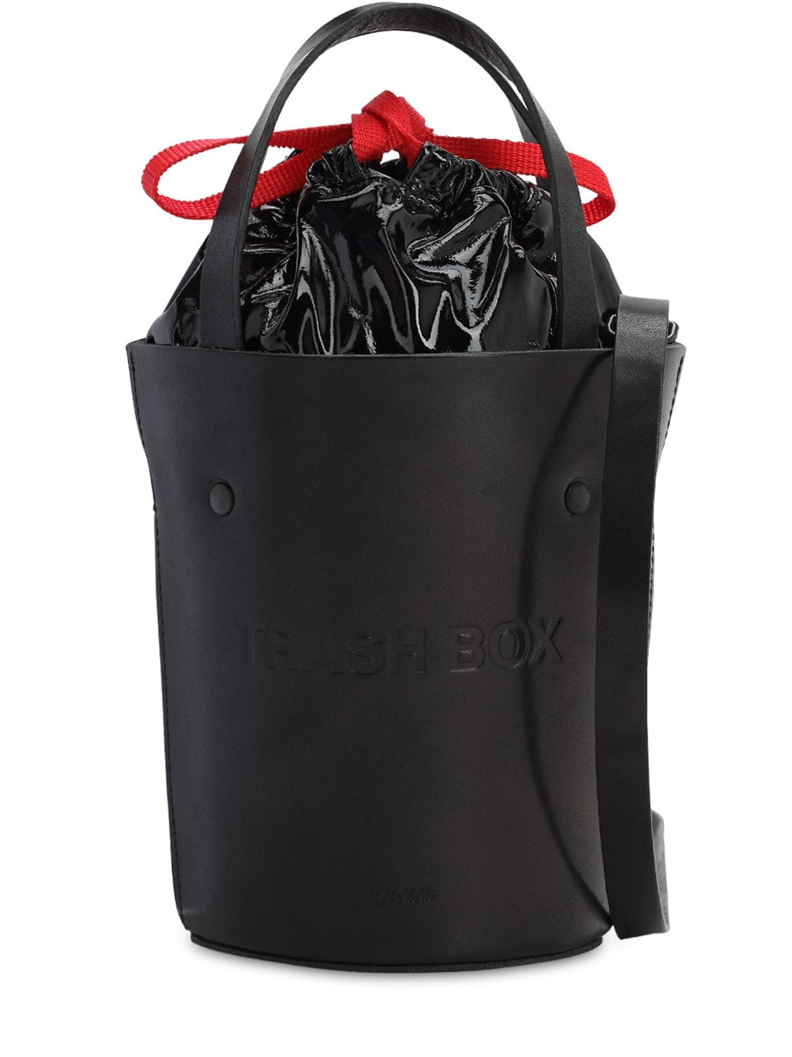 Nana-nana Sm Trash Box Leather Bucket Bag In Black