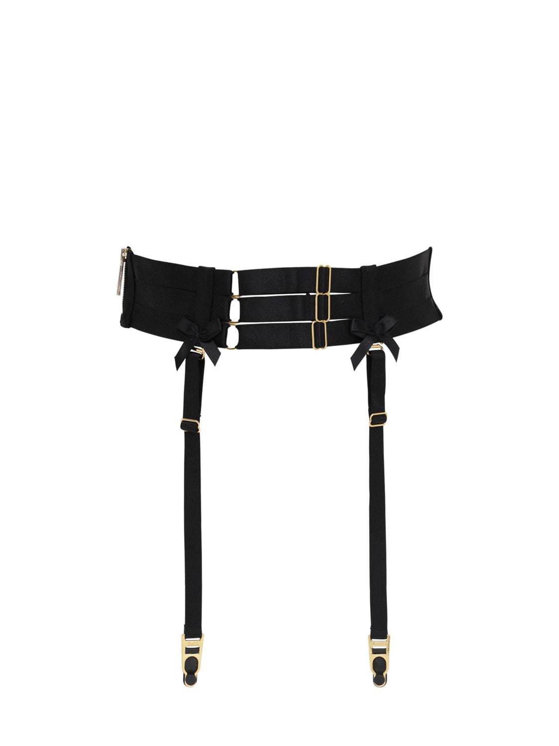 Bordelle Elastic Strap Satin Suspender Belt In Black