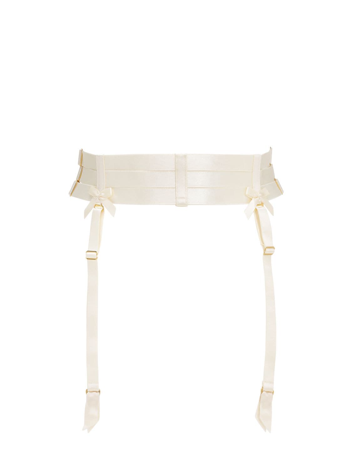 Bordelle Elastic Strap Satin Suspender Belt In Ivory