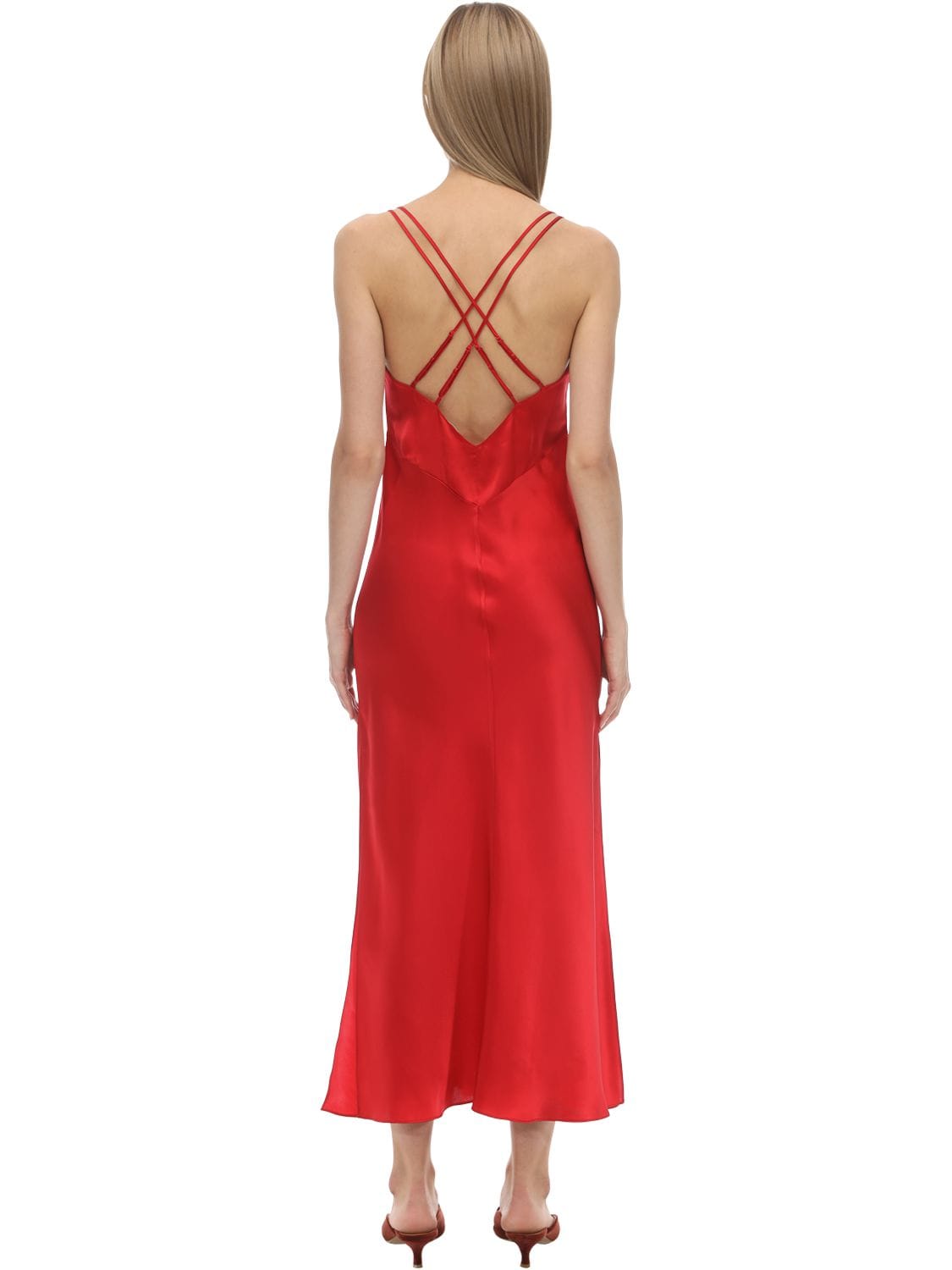 Luna Di Seta Silk Slip Dress In Red | ModeSens