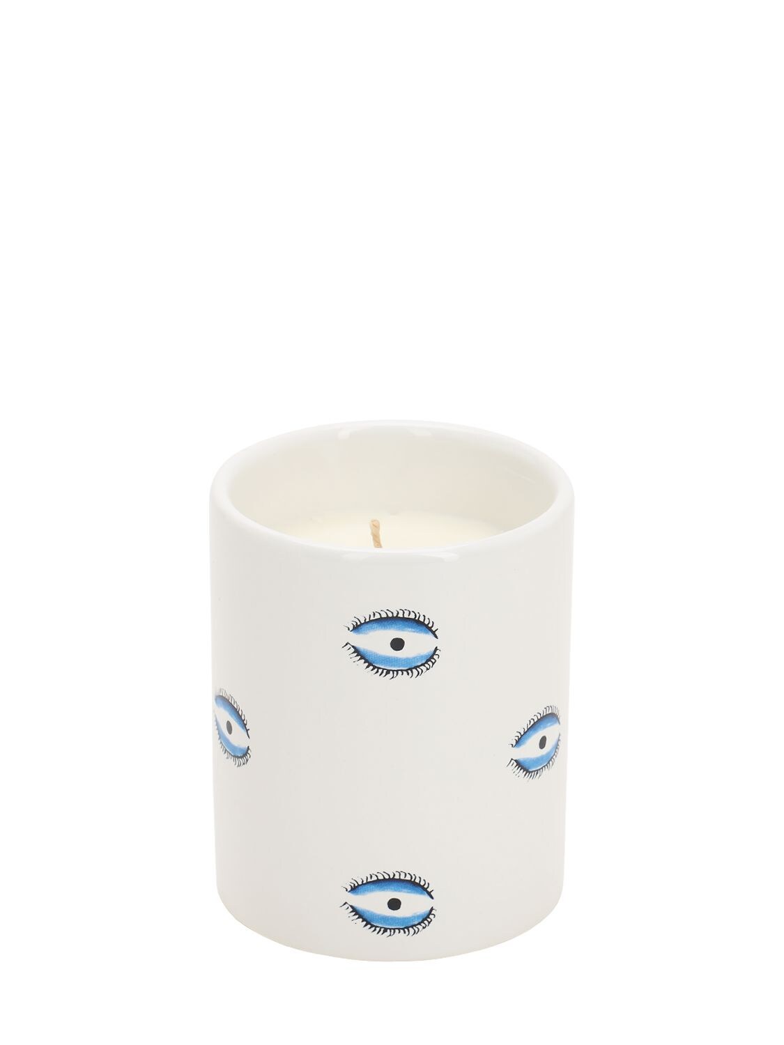 Casacarta Evil Eye Small Single Wick Candle In White,blue