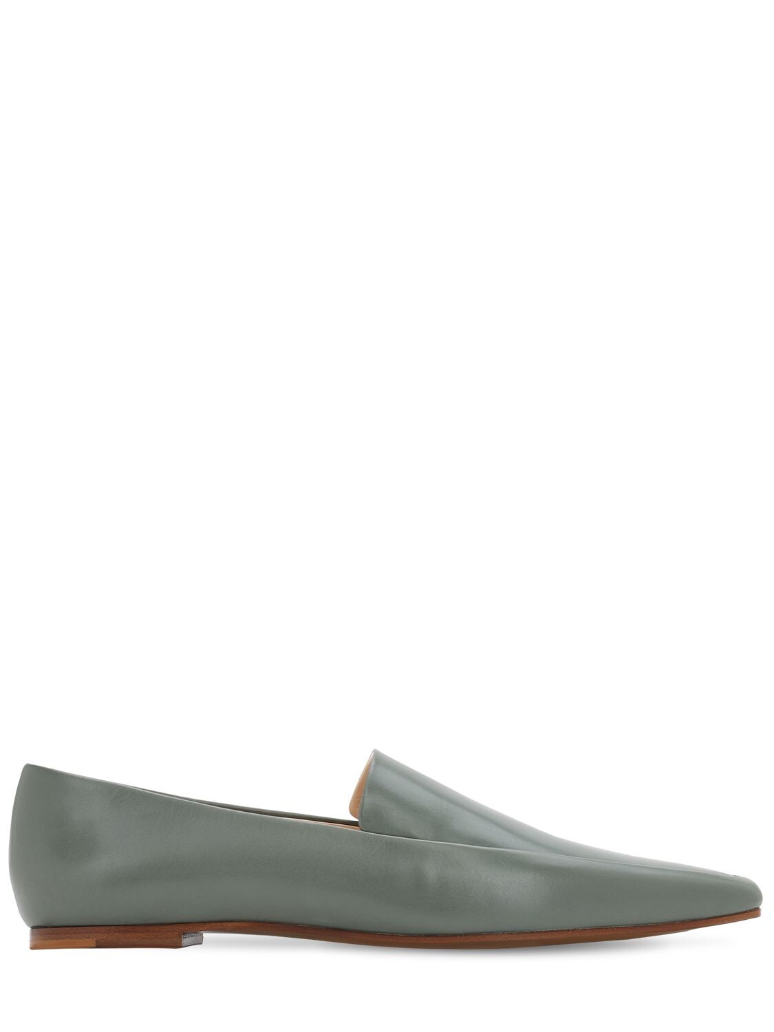The Row 10mm Minimal Leather Loafers In Dark Green
