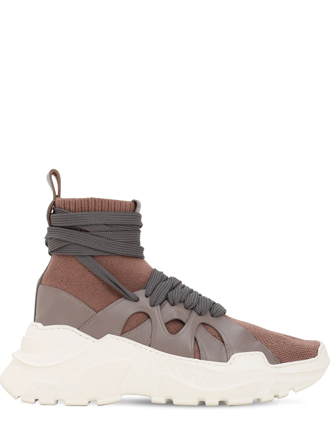 Agnona 40mm Cashmere & Leather Sneakers In Blush