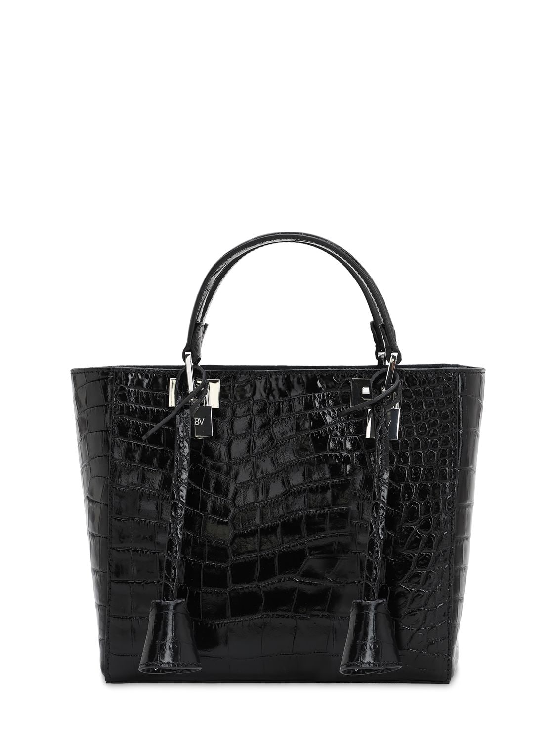 Giambattista Valli Croc Embossed Leather Top Handle Bag In Black