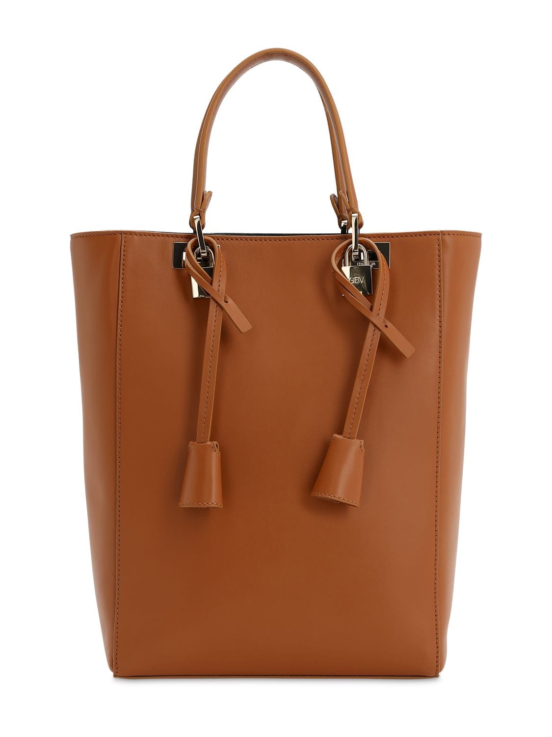 Giambattista Valli Leather Top Handle Bag In Camel
