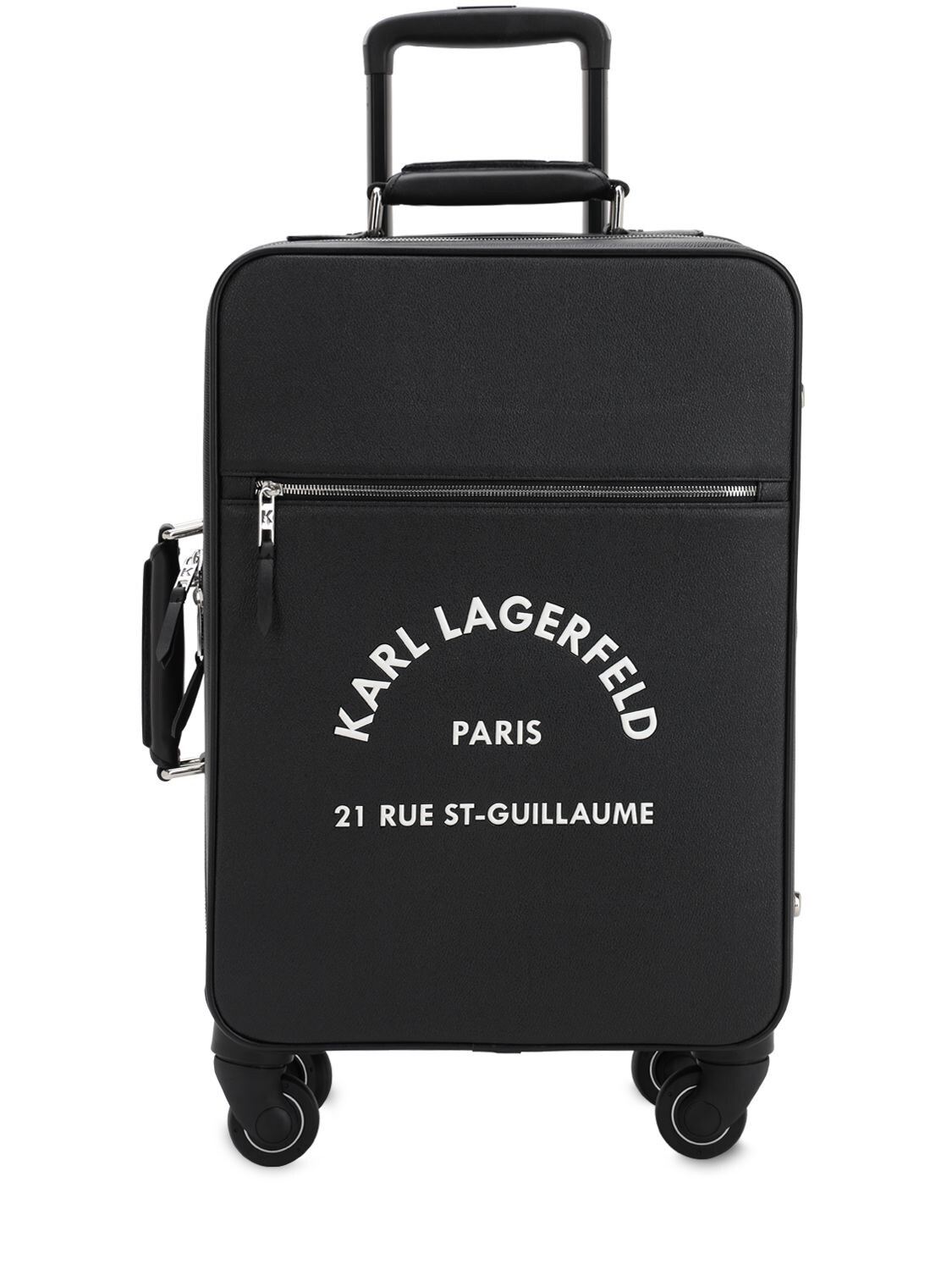 Karl Lagerfeld Printed Logo Faux Leather Trolley In Black