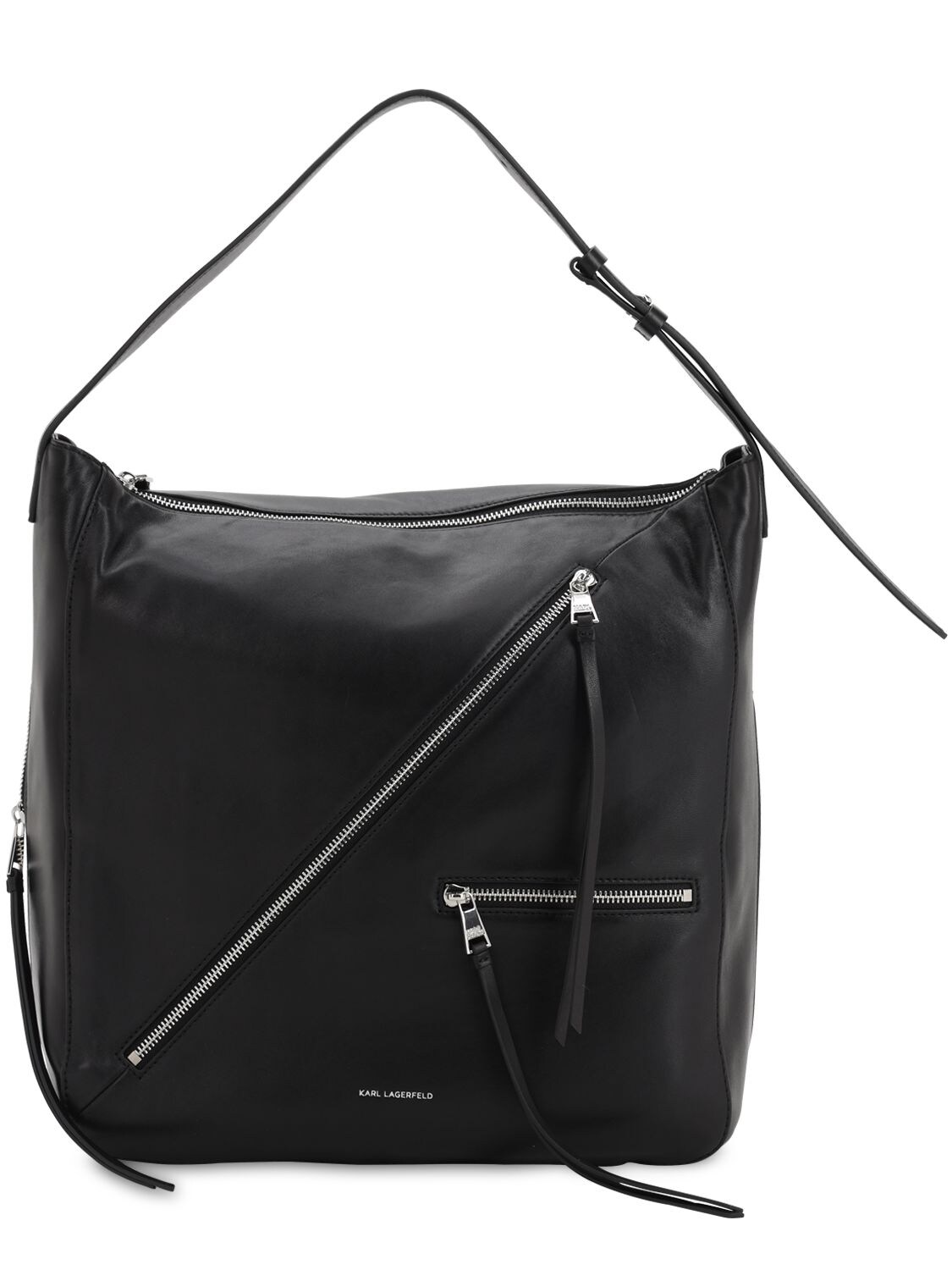 Karl Lagerfeld Leather Hobo Bag In Black
