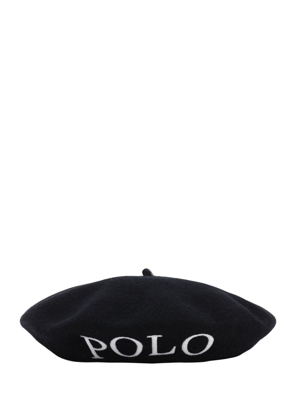 Polo Ralph Lauren Logo Intarsia Wool Basco Hat In Black
