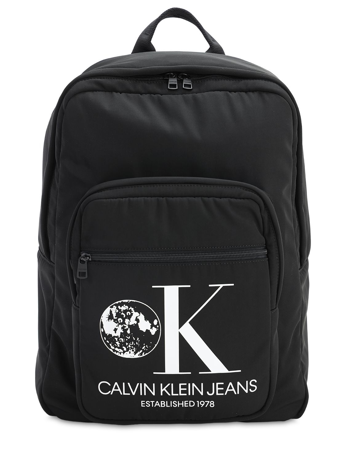 Calvin Klein Established 1978 Print Graphic Nylon Backpack In Black