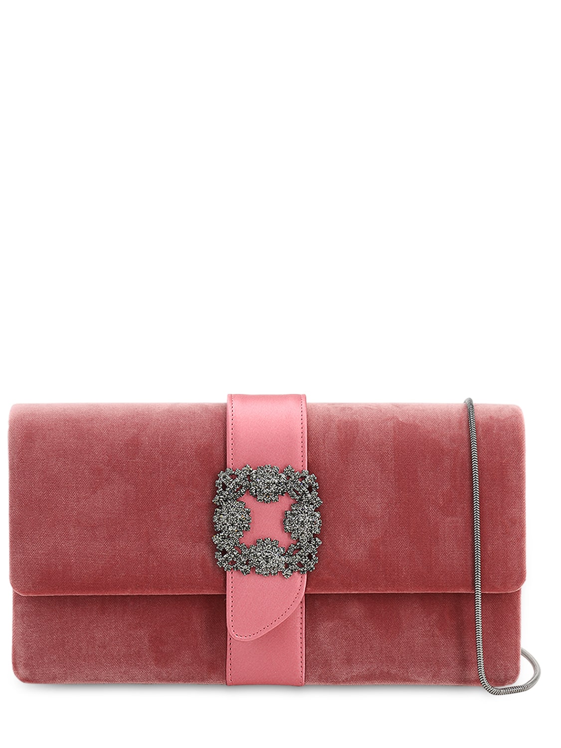 Manolo Blahnik Capri Embellished Velvet & Satin Clutch In Pink