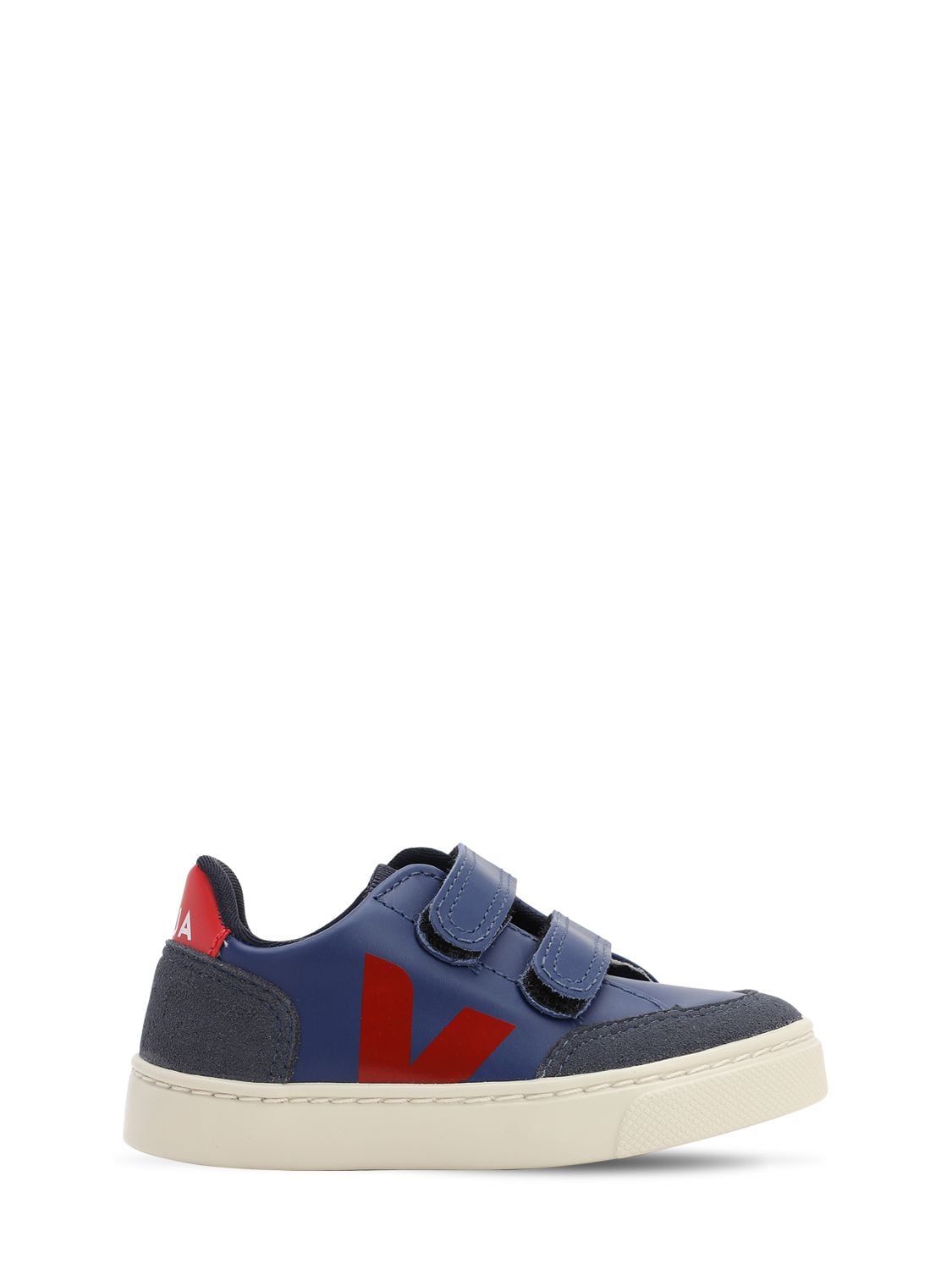 Veja Kids' Leather & Suede Strap Sneakers In Blue