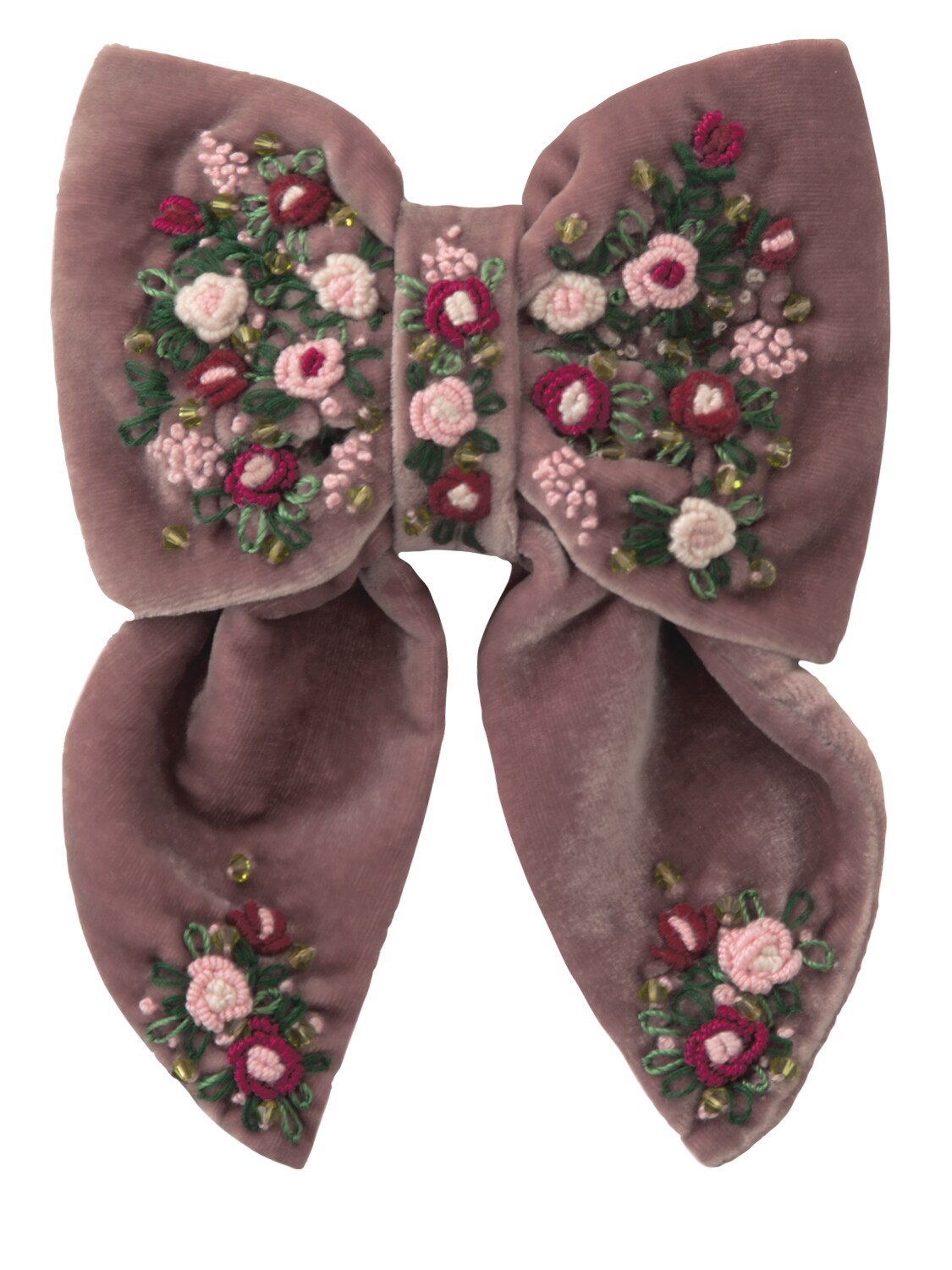 Anouki May Embroidered Silk & Rayon Hair Bow In Pink,multi