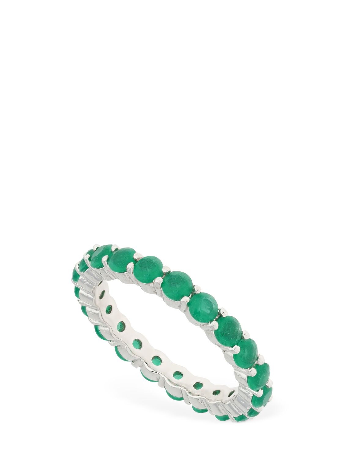 Talita 10:10 Thin Green Ring In Green,silver