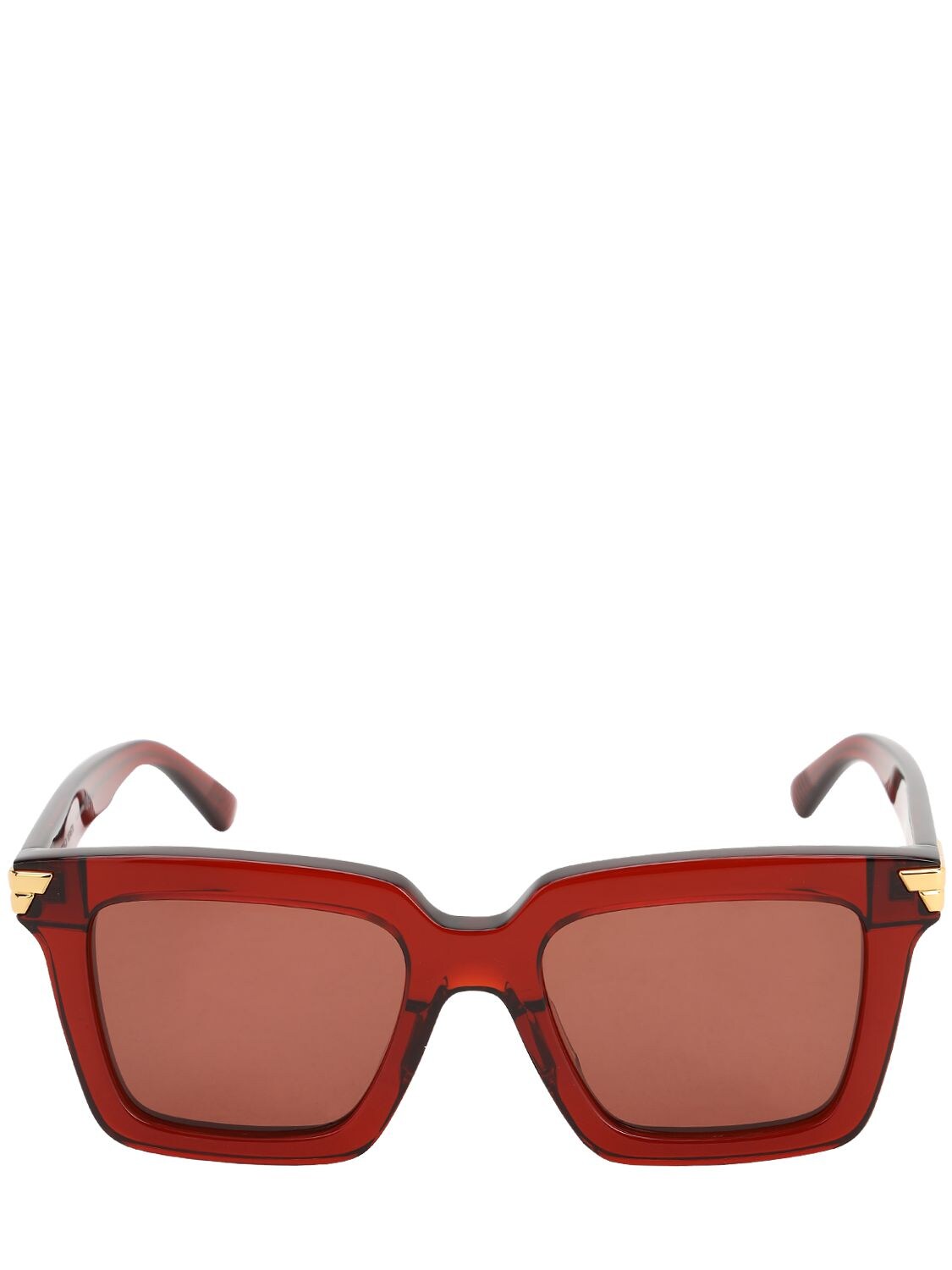 Bottega Veneta Btv1015 Squared Acetate Sunglasses In Bordeaux,red