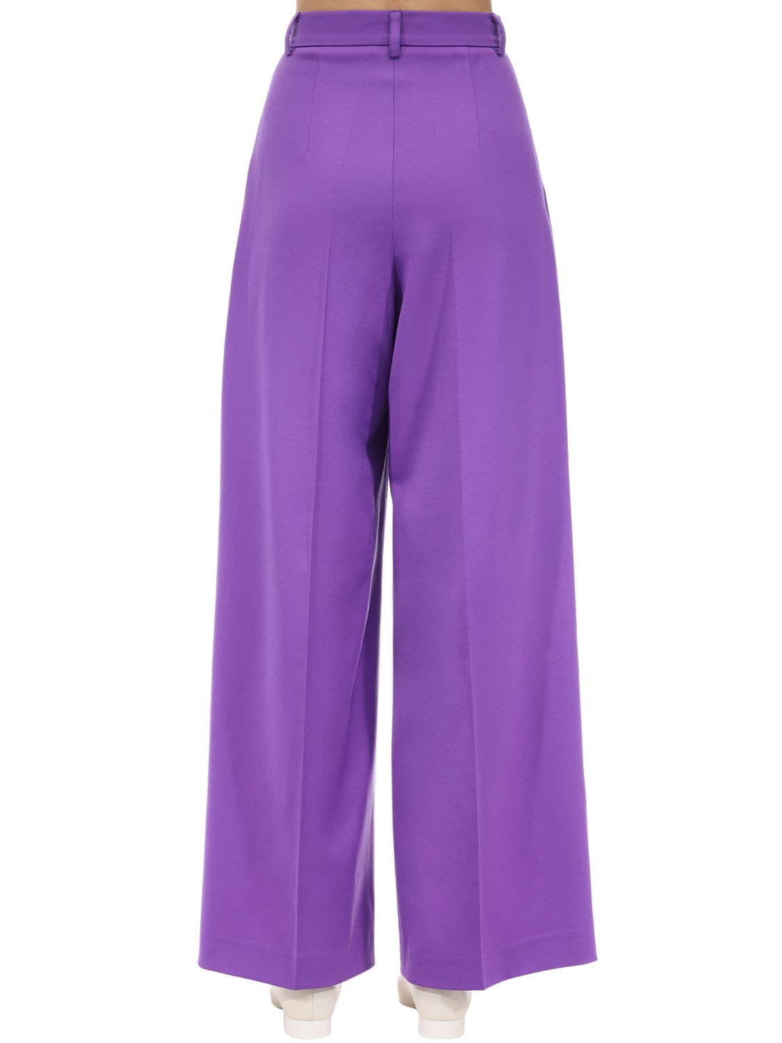Lesyanebo Wide Leg Wool Twill Pants In Purple | ModeSens