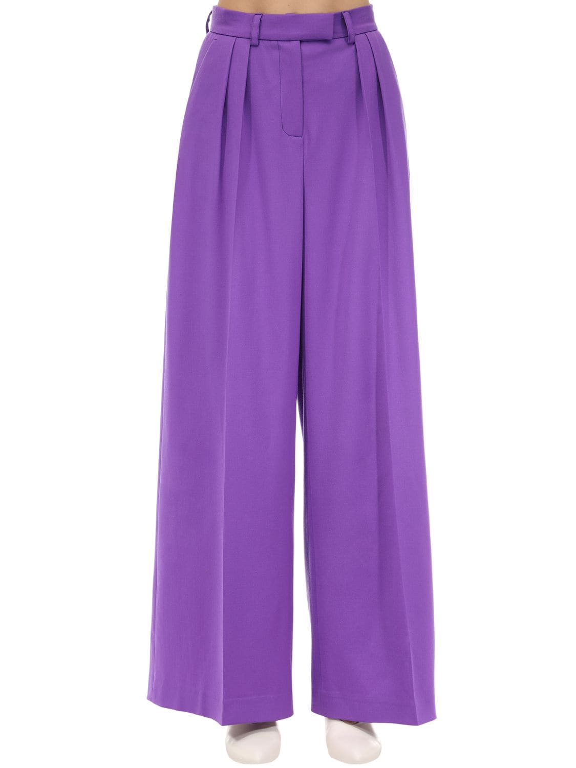 Lesyanebo Wide Leg Wool Twill Pants In Purple | ModeSens