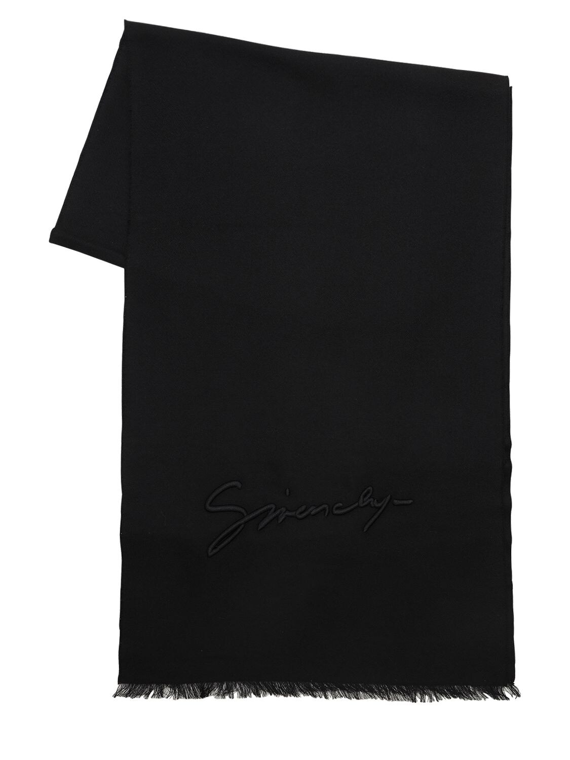 Givenchy Embroidered Logo Cashmere-blend Scarf In Black