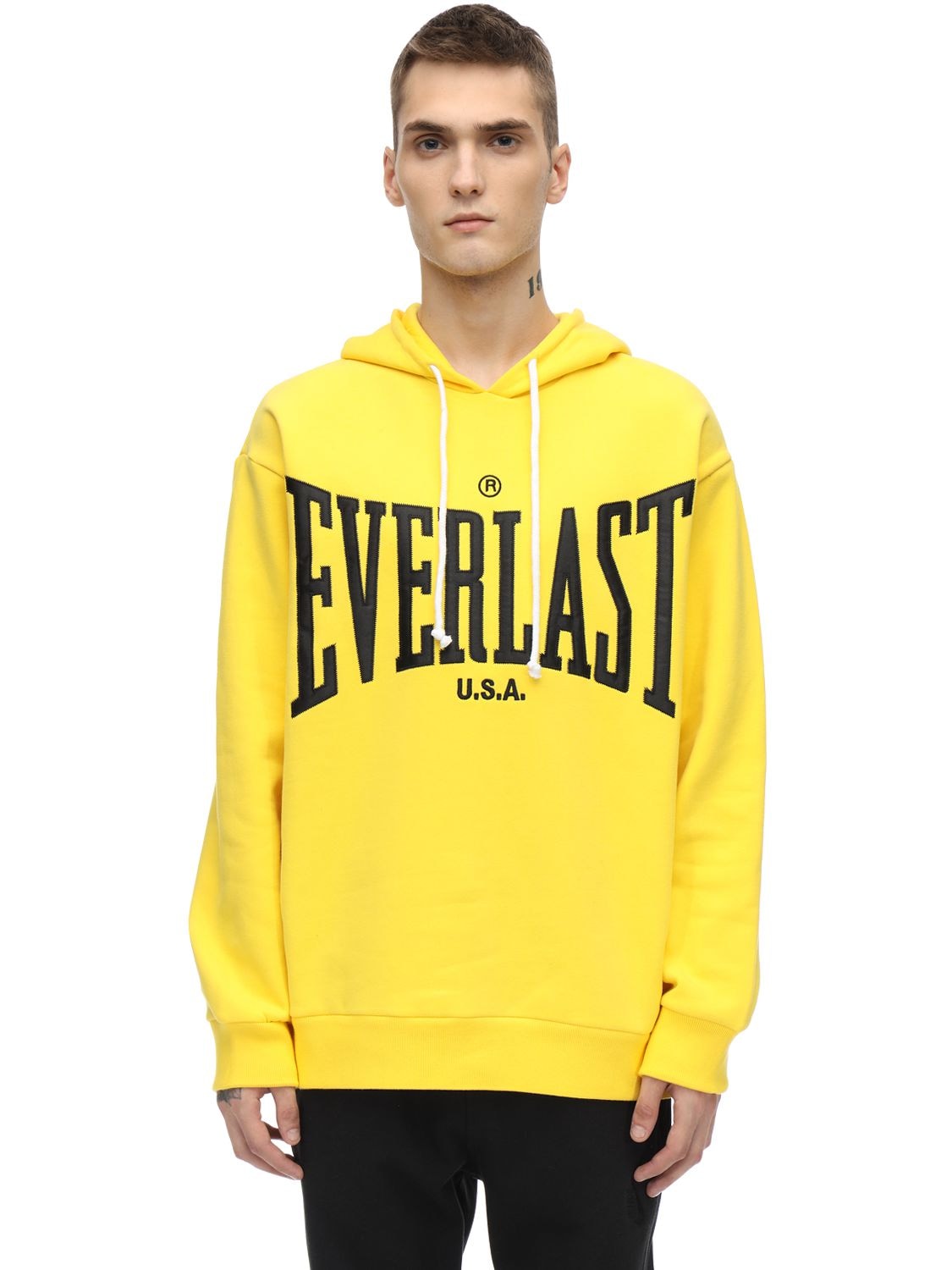 Everlast T.e.n. Cotton Blend Sweatshirt Hoodie In Yellow