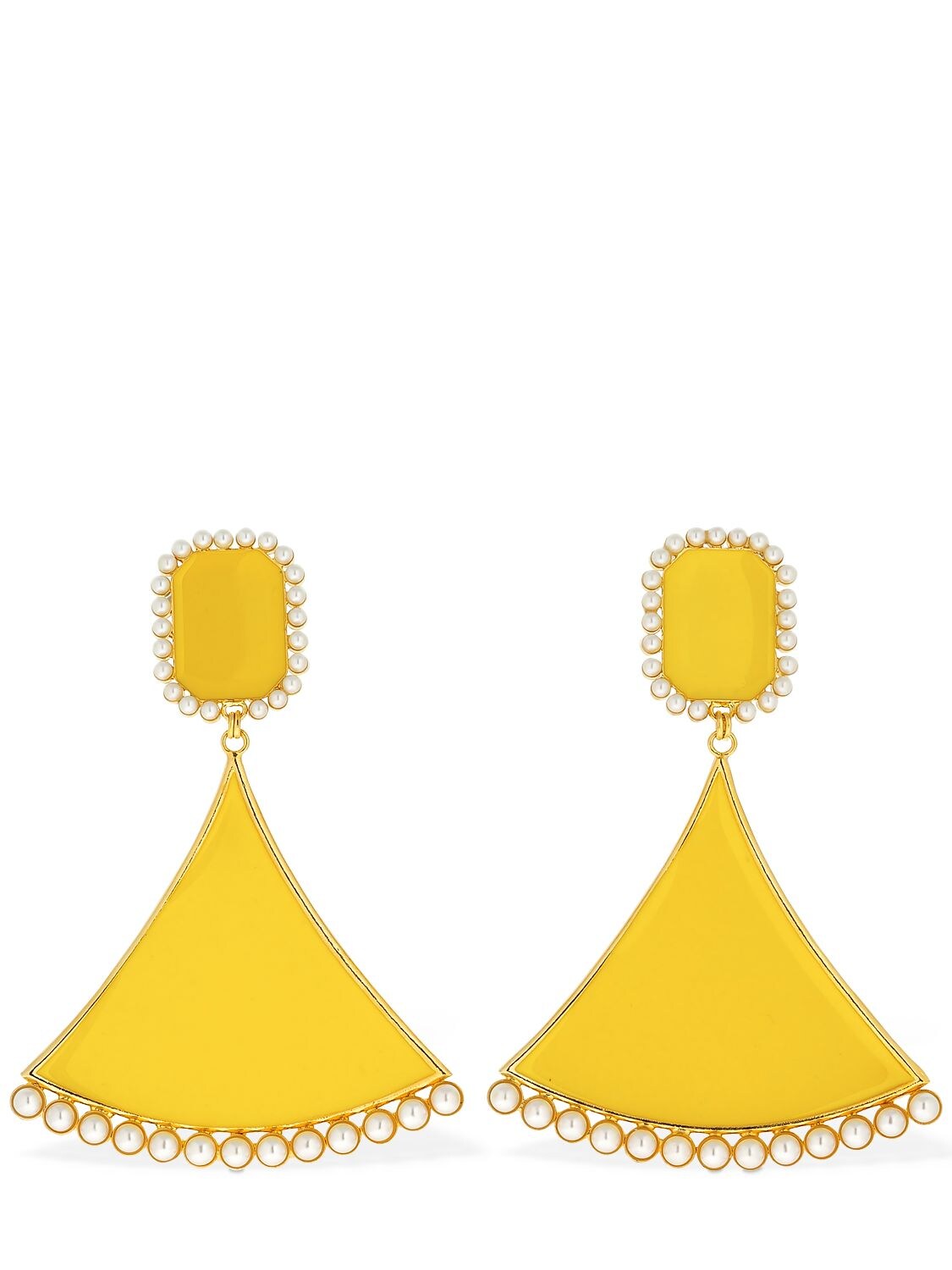 Rowen Rose Full Triangle Clip-on Pendent Earrings In Yellow