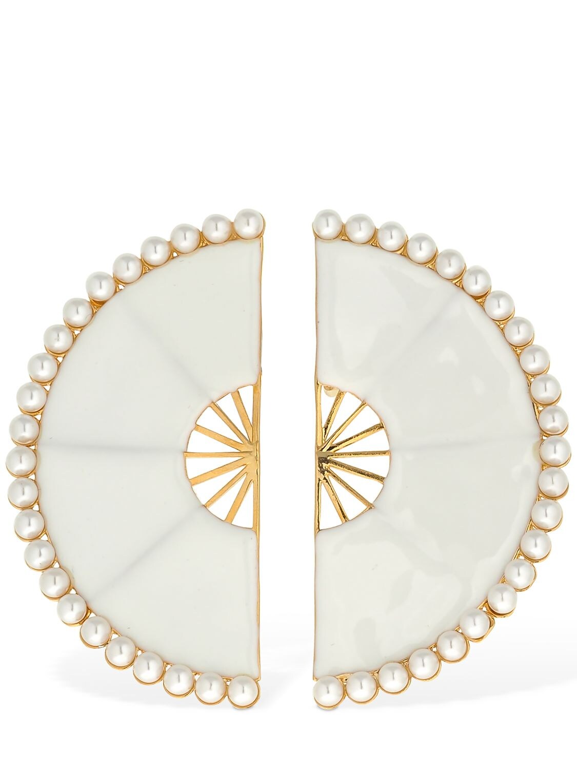 Rowen Rose Maxi Fan Clip-on Earrings In White