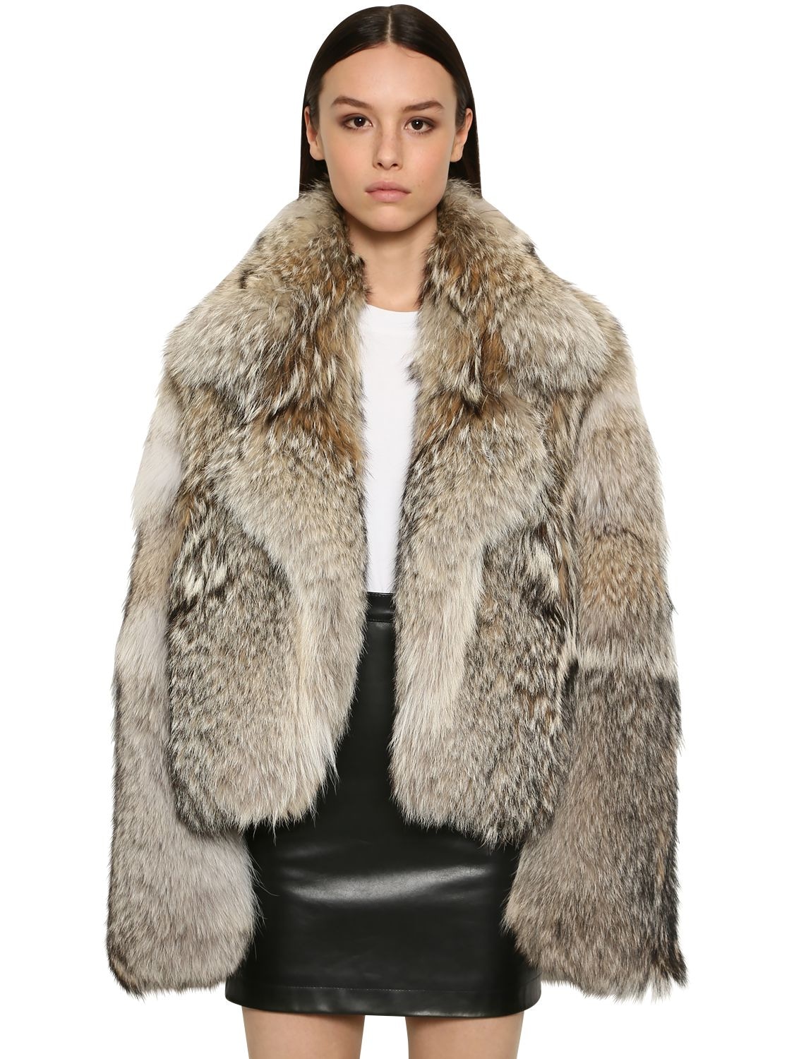 Numerootto Short Coyote Fur Maxi Jacket In Coyote Natural | ModeSens