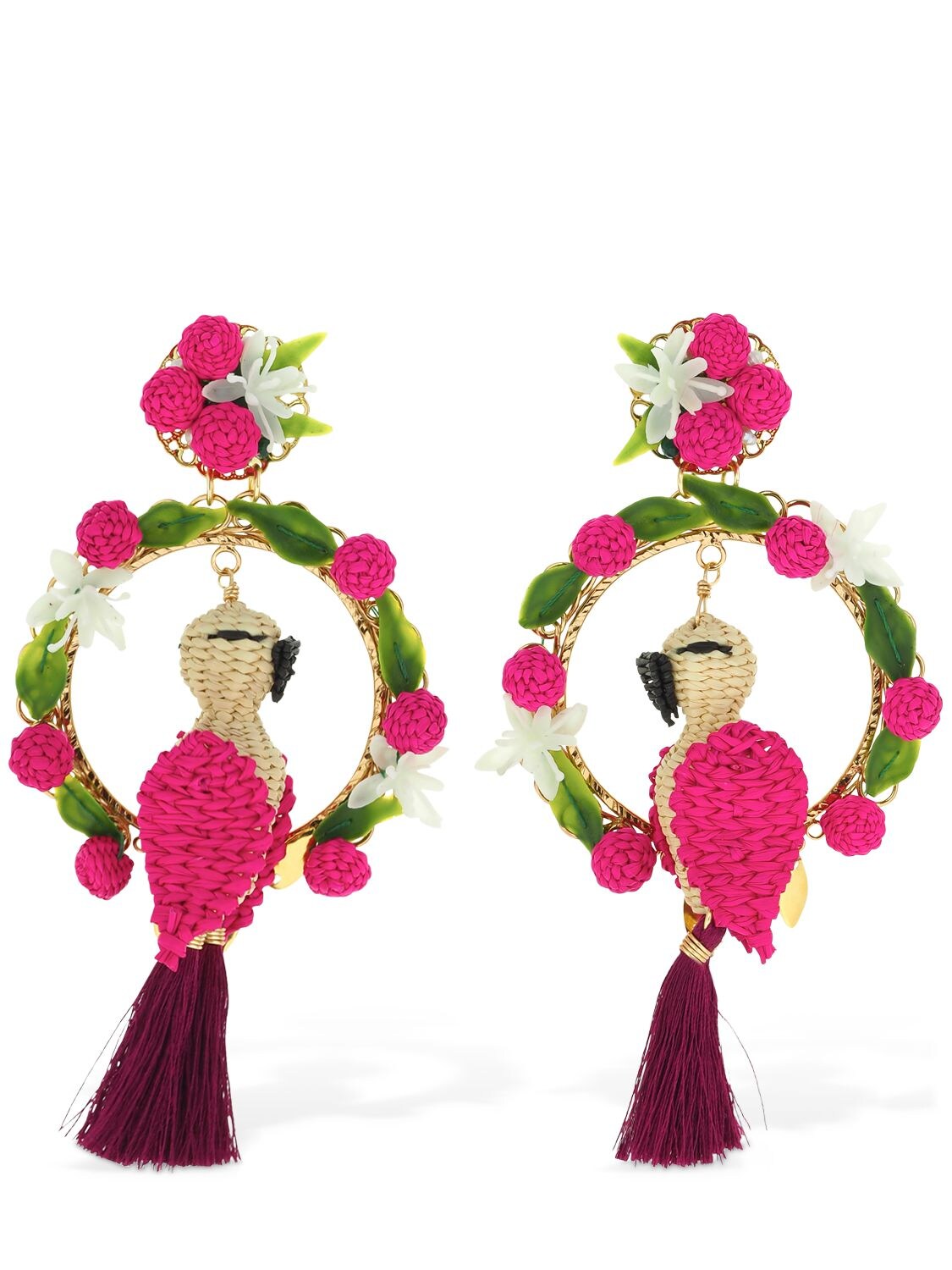 Mercedes Salazar Cacatua En El Buriti Clip-on Earrings In Multi,pink