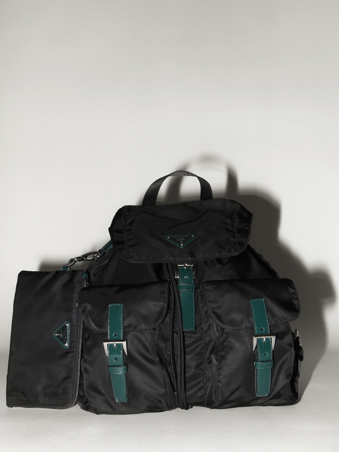 Shop Prada Lvr Exclusive Nylon Canvas Backpack In Black,green