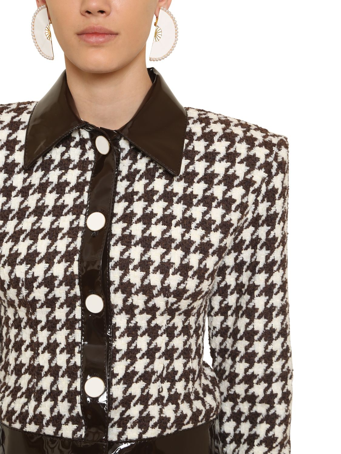 Rowen Rose Exclusive Wool Houndstooth Tweed Jacket In Brown | ModeSens