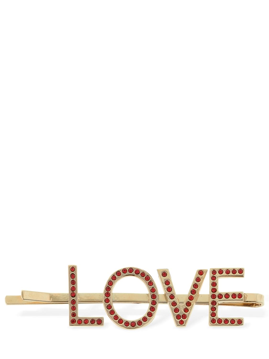 Bijoux De Famille Love Embellished Hair Pin In Red,gold