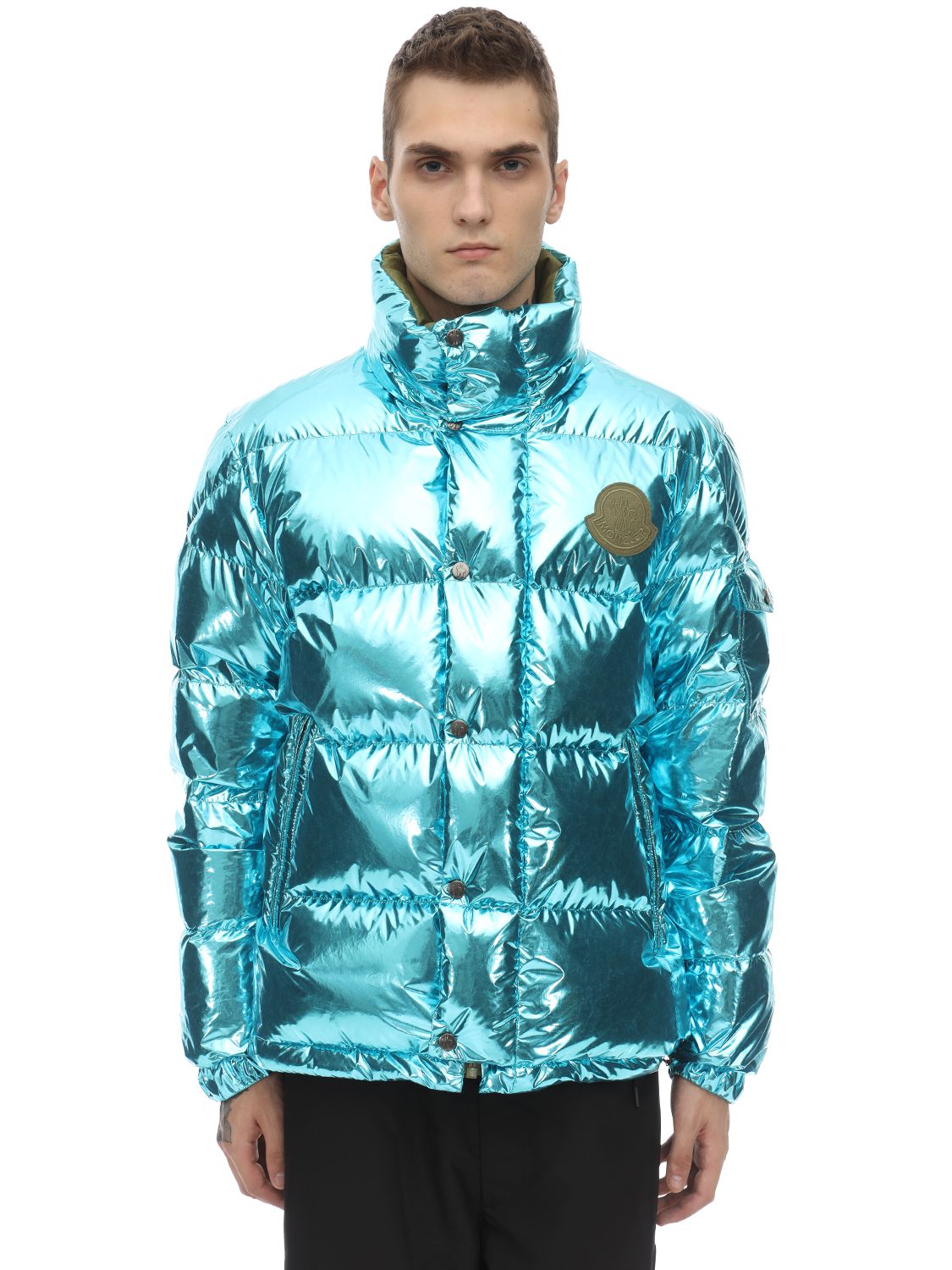 Moncler Genius Prele Reversible Nylon Down Jacket In Metallic Blue