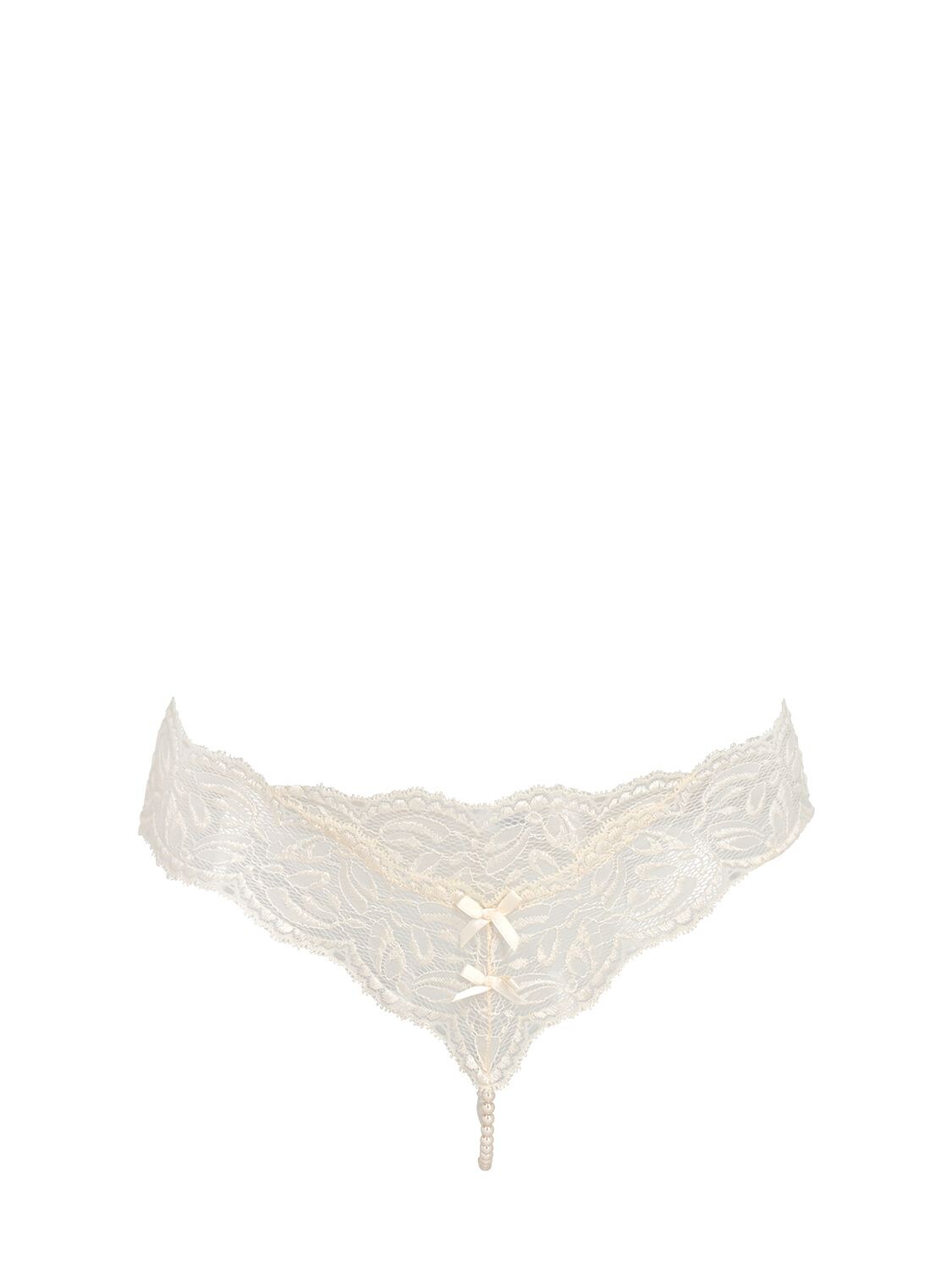 Bracli Embellished Classic Lace Thong In Ivory