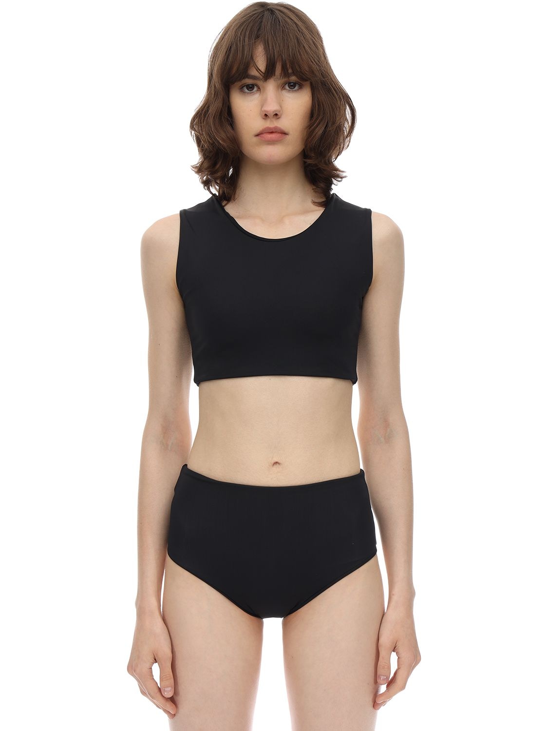 Aexae Vest Nylon & Lycra Bikini Top In Black