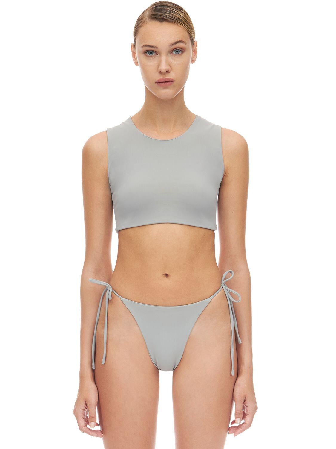 Aexae Vest Nylon & Lycra Bikini Top In Grey