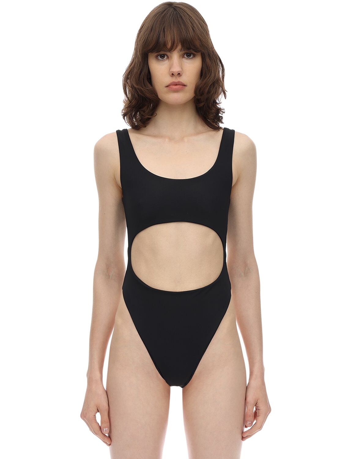 Aexae Cut Out Nylon & Lycra One-piece Swimsuit In Black